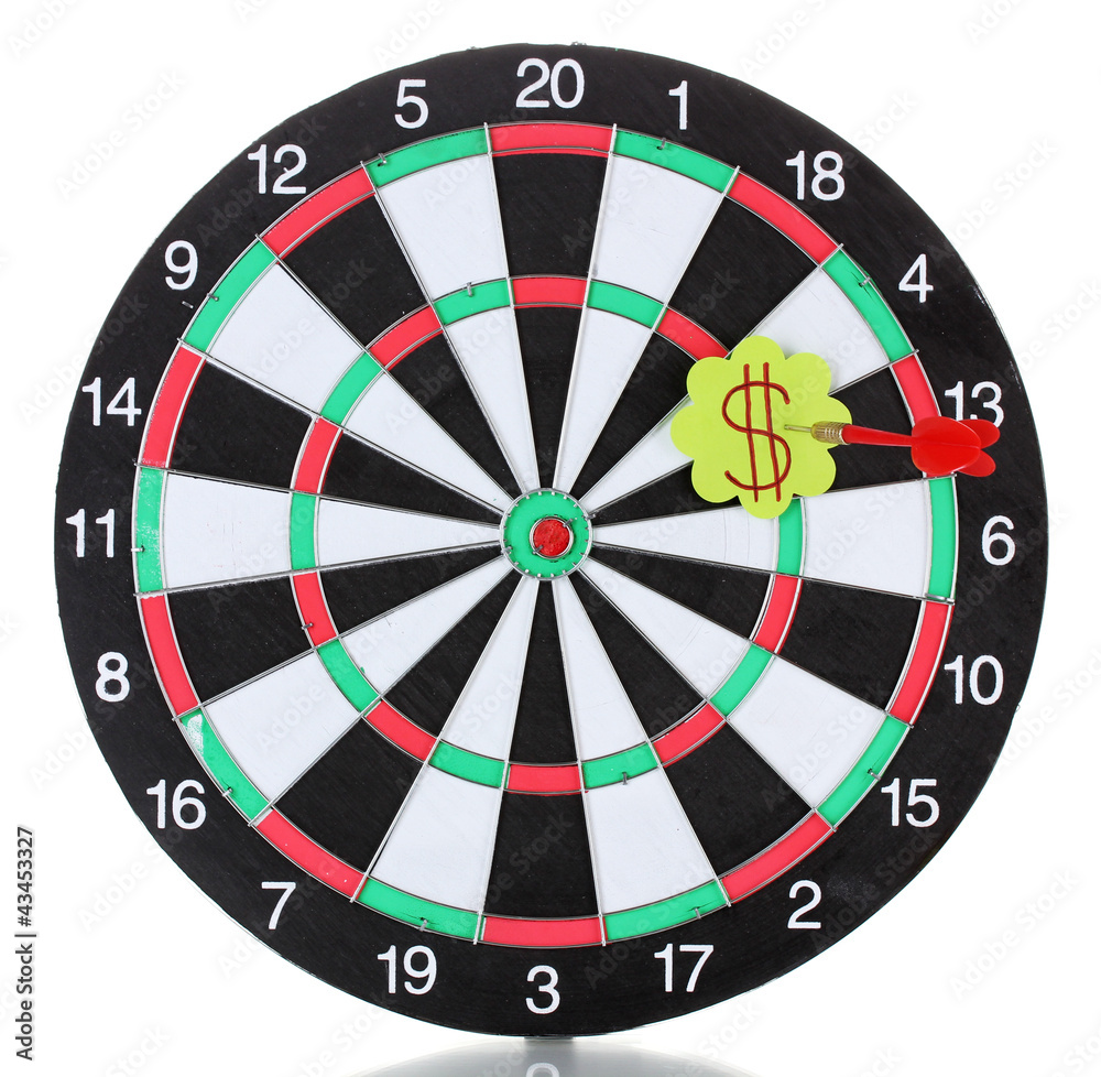Darts with stickers depicting the life values isolated Darts with stickers depicting the life values isolated