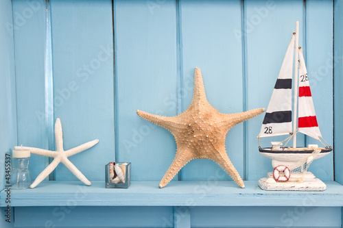 decoration with shellfish, beach style decoration