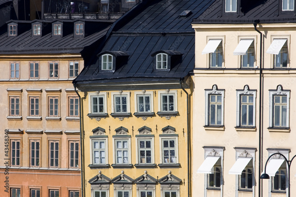 Old houses facades in Stockholm