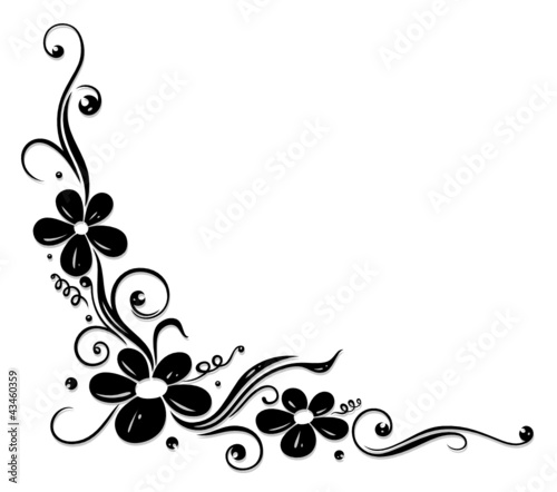 Ranke, flora, Blumen, Blüten, filigran, black