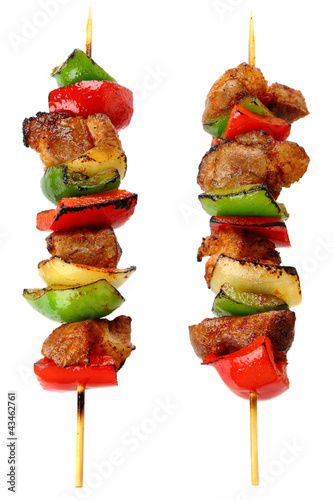 Fried skewers isolated on a white background