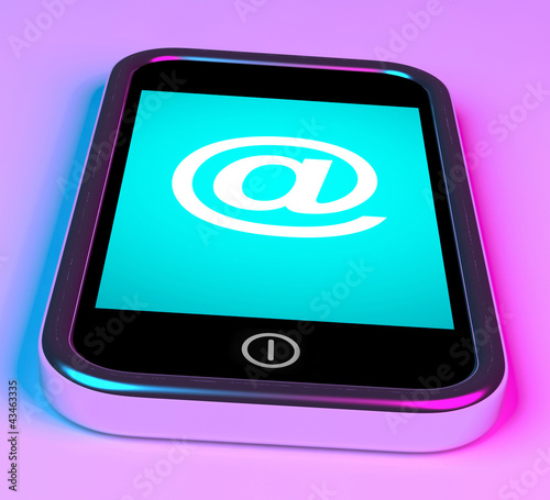 Wallpaper Mural Mobile Phone With At Sign For Emailing Or Contacting Torontodigital.ca