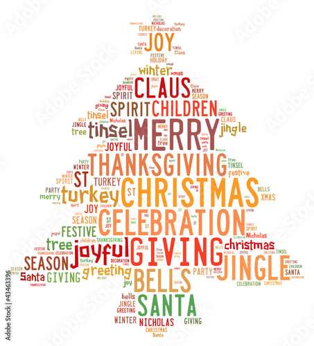 Christmas tree word clouds in white background