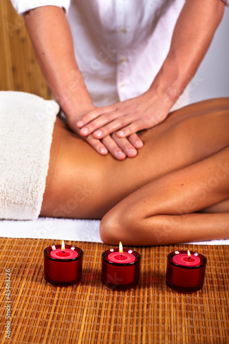 Young woman in Spa massage salon.