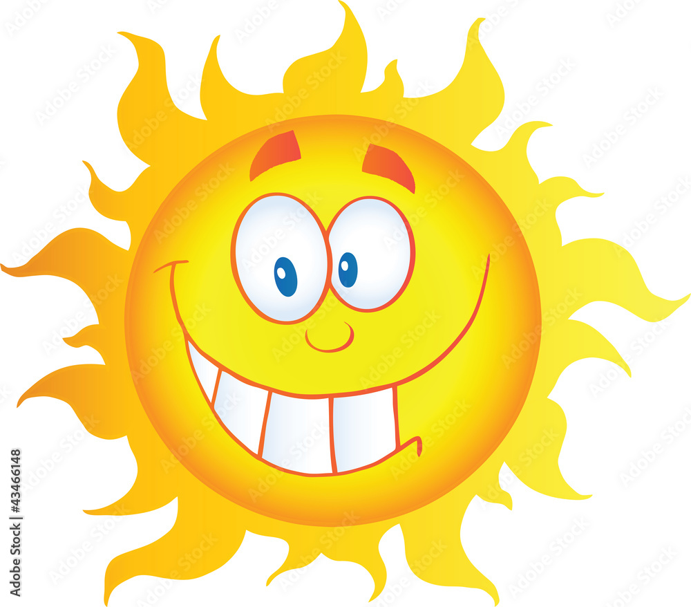Happy Sun Cartoon Character