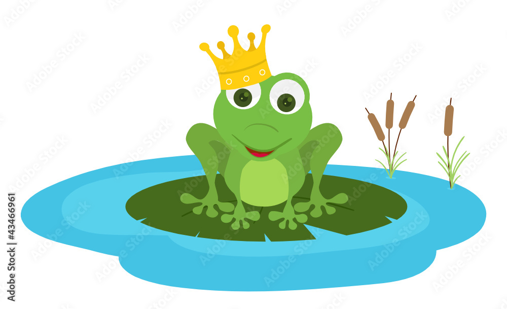 Fototapeta premium prince frog seat in a leaf pond