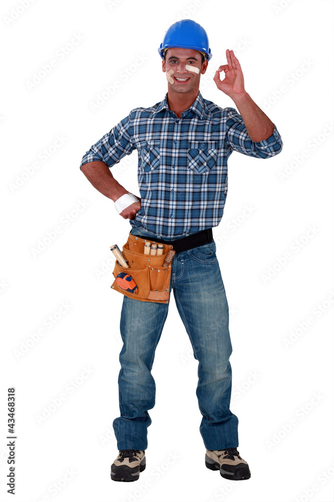 Construction worker ok after an accident Construction worker ok after an accident
