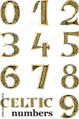 Vector illustration of Celtic numbers set