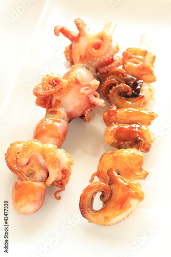 Japanese cuisine, grilled octobpus seasoned with teriyaki sauce