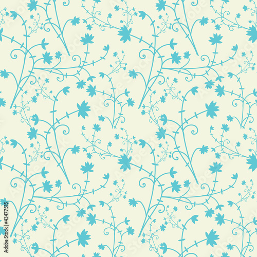 Wallpaper Mural Blue seamless floral pattern on light background Torontodigital.ca