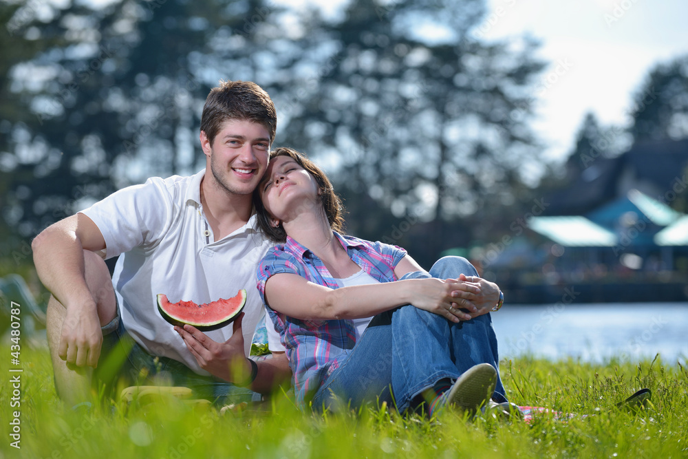 happy young couple having a picnic outdoor happy young couple having a picnic outdoor