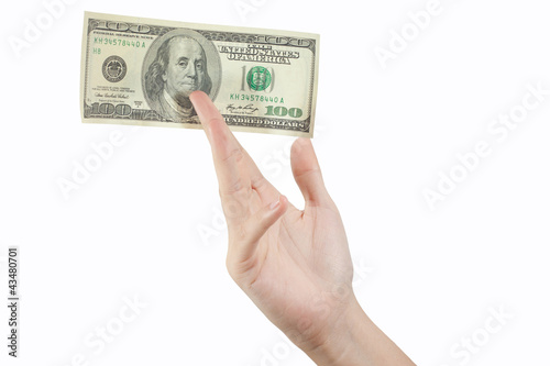 hand holding money dollars