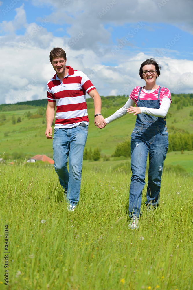 romantic young couple in love together outdoor romantic young couple in love together outdoor