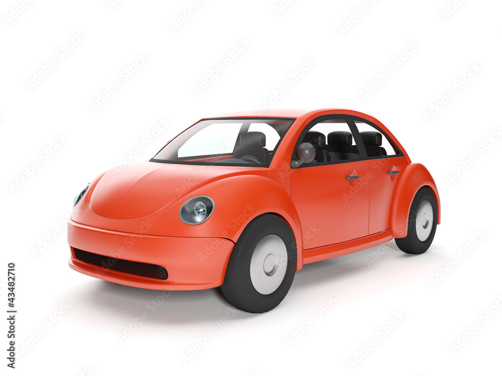 3d illustration: Red car on a white background