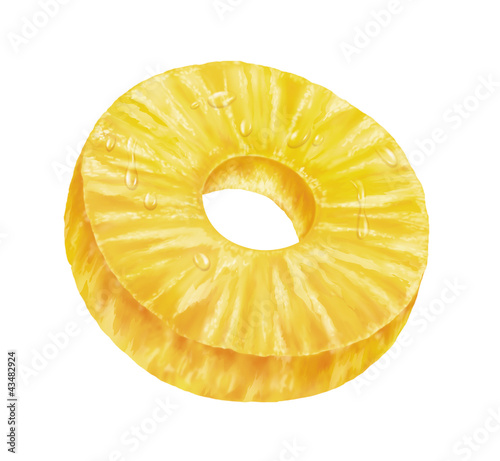 juicy fresh slice of pineapple on white background photo