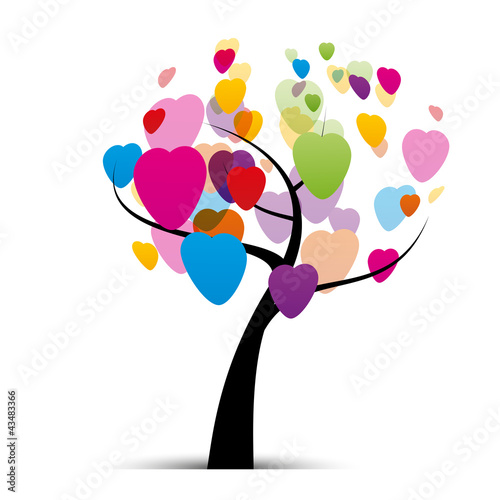 arbre et coeur coloré