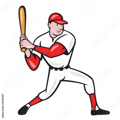 American Baseball Player Batting Cartoon