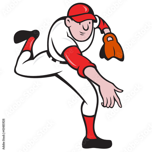 Baseball Player Pitcher Throwing Cartoon