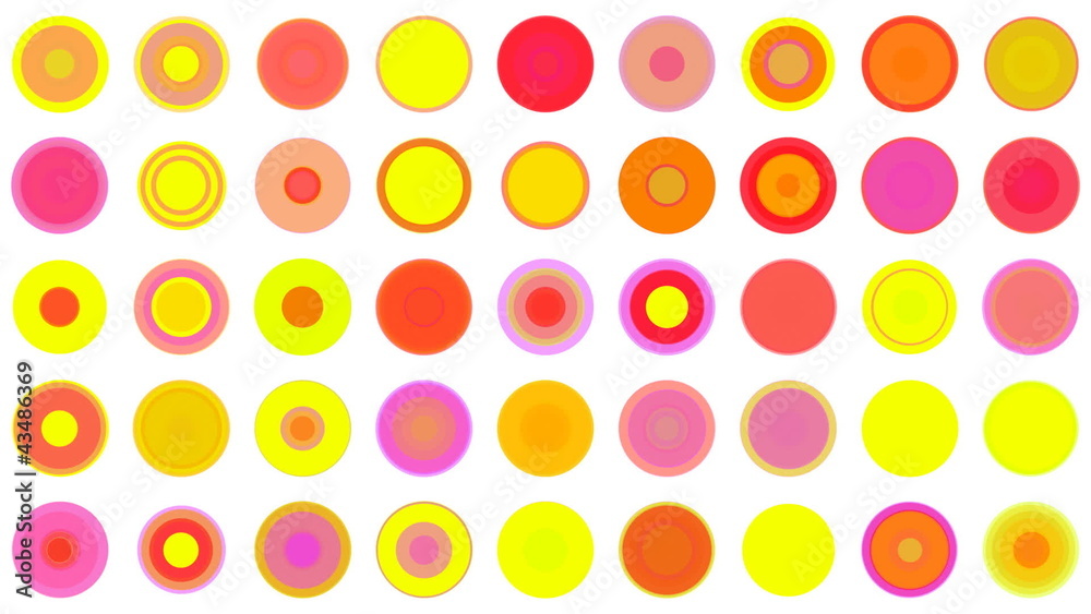 A mass of colorful concentric spots. Loops. A mass of colorful concentric spots. Loops.