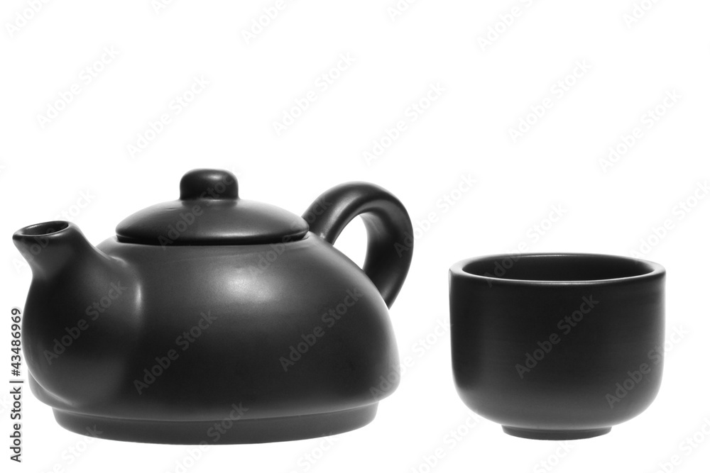 Chinese Tea Set with Teapot and cup isolated on white Chinese Tea Set with Teapot and cup isolated on white