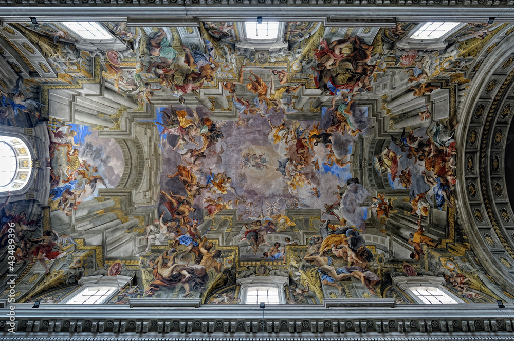 Painting on seiling of St,Peter cathedral, Rome, Italy