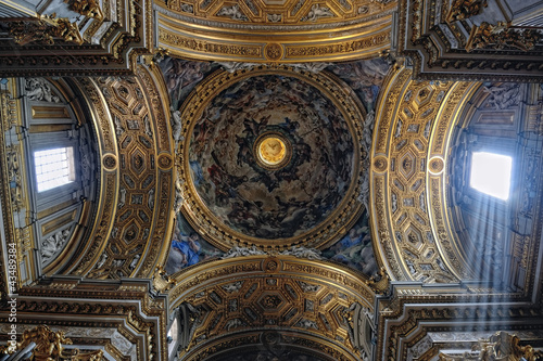 gorgeous ñeiling of the baroque chirch in Italy, Rome.