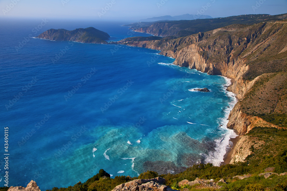 grèce; ioniennes, kefalonia : nord de Myrtos, mer ionienne et f Stock Photo  | Adobe Stock
