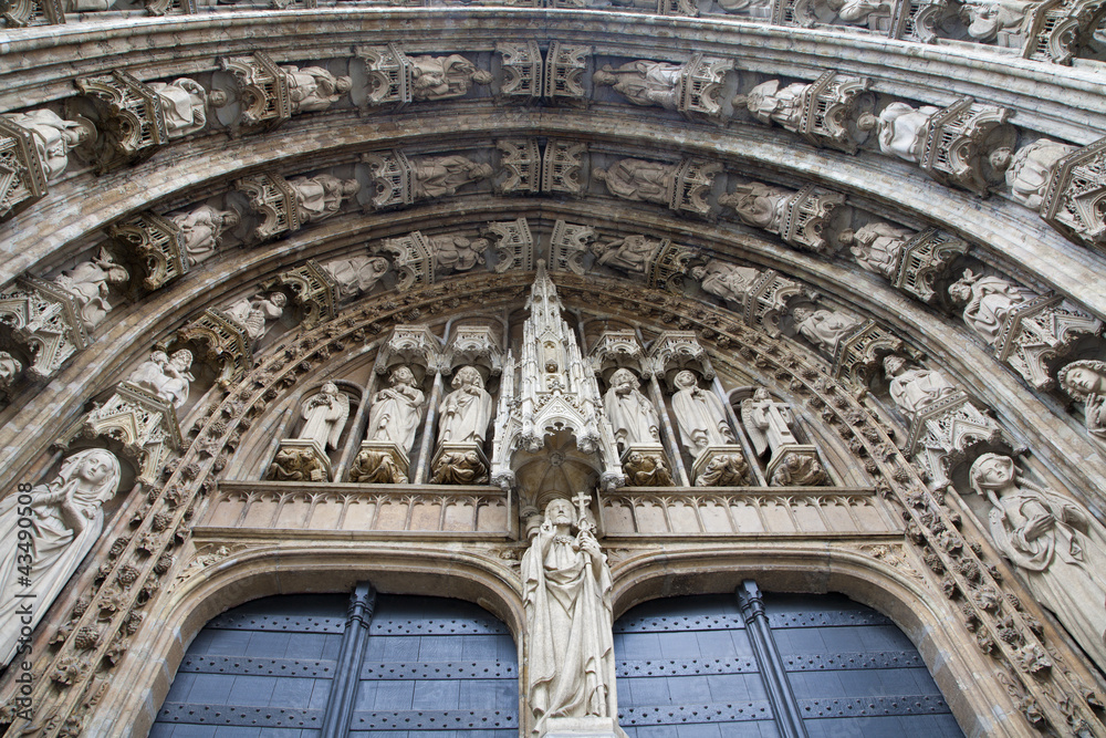 BRUSSELS -  South portal of Notre Dame du Sablon