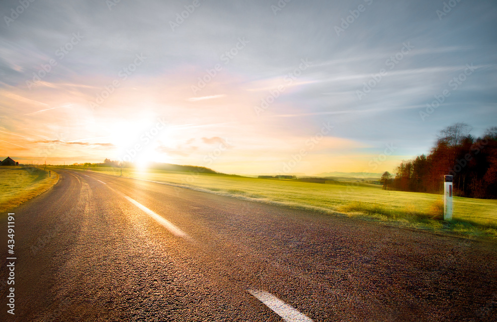 Empty road with slight motion blur