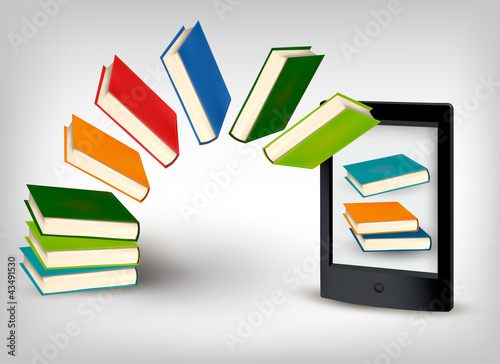 Books flying in an e-book