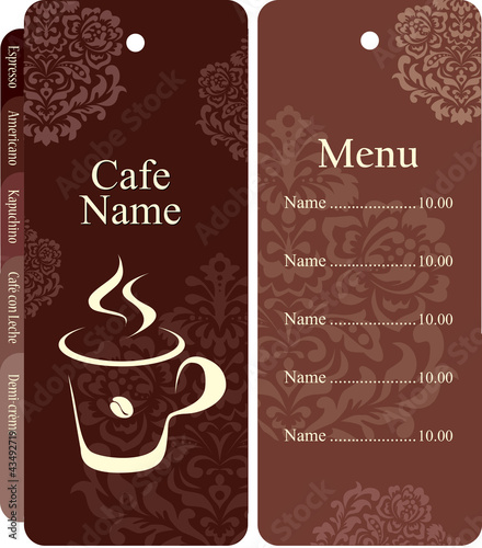 Menu for restaurant, cafe, bar, coffeehouse