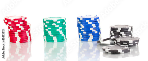 Casino chips isolated on white