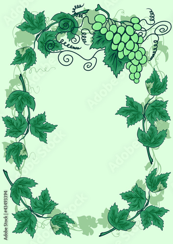 Illustration of abstract grapevine with frame from leaves