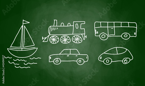 Traffic sketches on blackboard