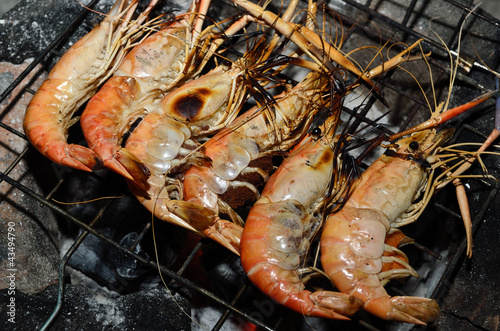 Delicious looking shrimp on the grill