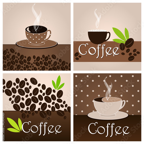 Set of elegant coffee themed backgrounds