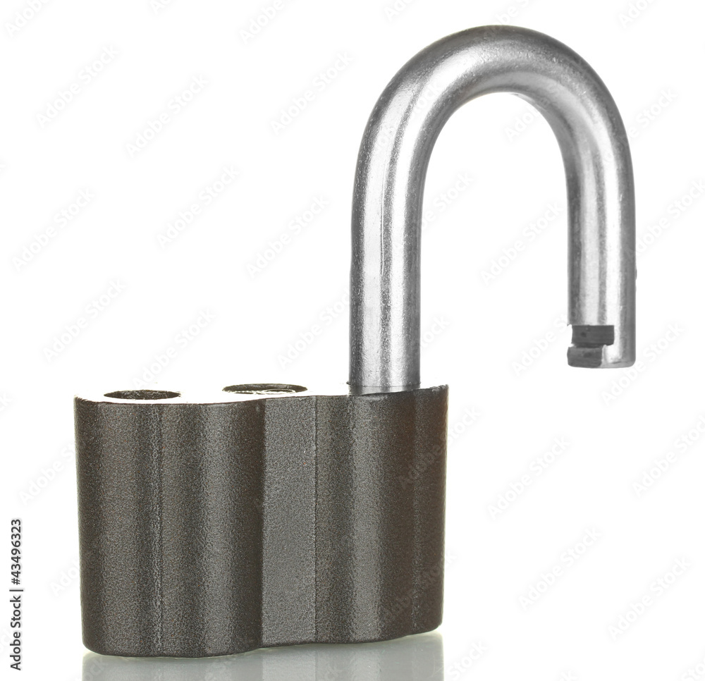 old padlock isolated on white background