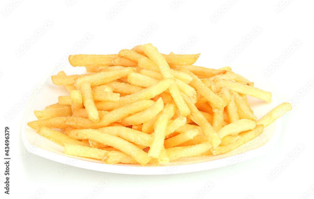 Potatoes fries in the plate isolated on white Potatoes fries in the plate isolated on white