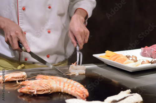 Teppanyaki japanese cuisine sauteed seafood