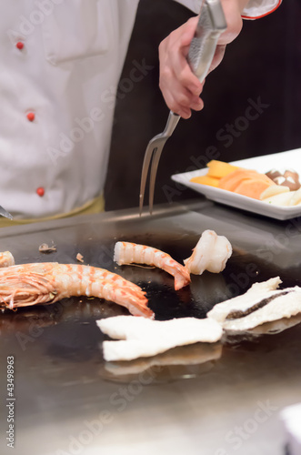 Teppanyaki japanese cuisine sauteed seafood