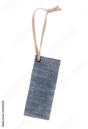 Blank denim label with rough rope