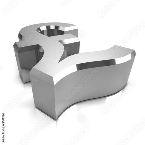 3d Silver Pound symbol side view