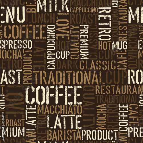 Seamless coffee experience pattern. Vector, EPS8.