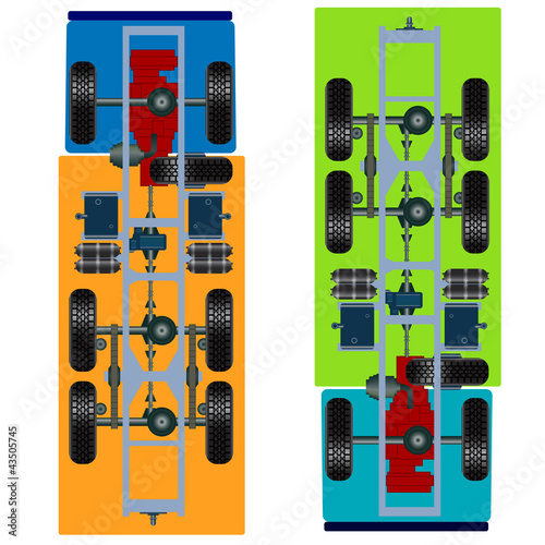 truck suspension, top view.