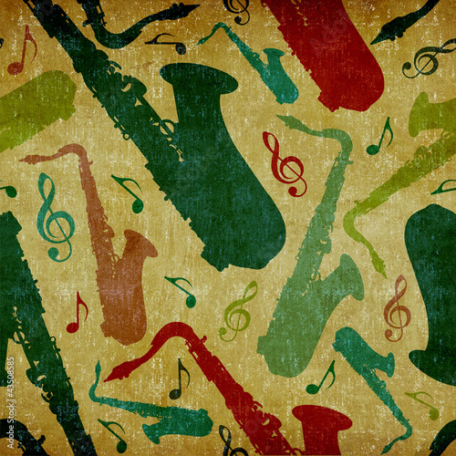 Music instruments vintage seamless pattern