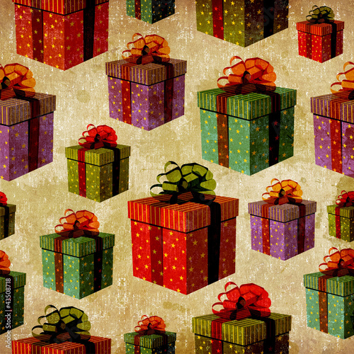 Vintage colorful gift box pattern