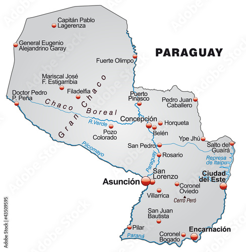 Landkarte von Paraguay als Übersicht