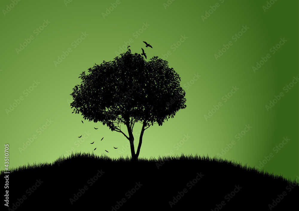 tree with green background