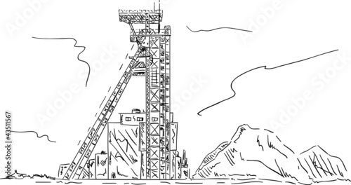 Coal mine headgear tower