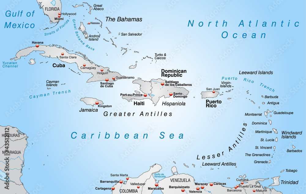 Übersichtskarte der Karibik